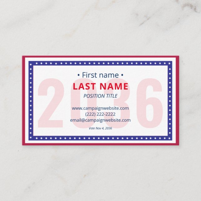 Bilingual Campaign Contact Info for Voter Outreach Business Card (Front)