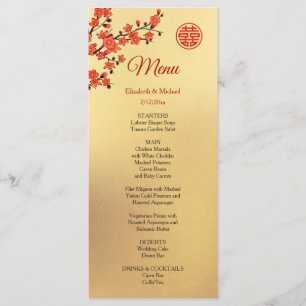 BILINGUAL Cherry Blossom Gold Chinese Wedding  Menu