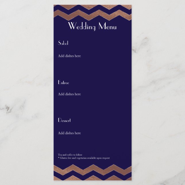 Bilingual Chic Rose Gold Wedding Menu (Front)