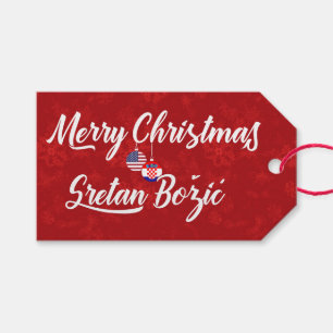 Bilingual Croatian American Holiday Gift Tags