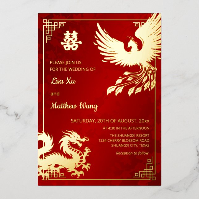 BILINGUAL Dragon And Phoenix  | Chinese Wedding (Front)