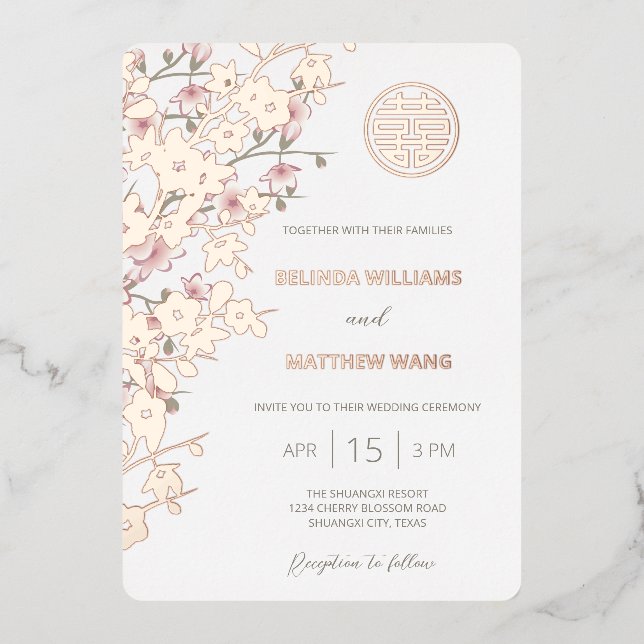 BILINGUAL Dusty Pink Rose Gold Chinese Wedding (Front)