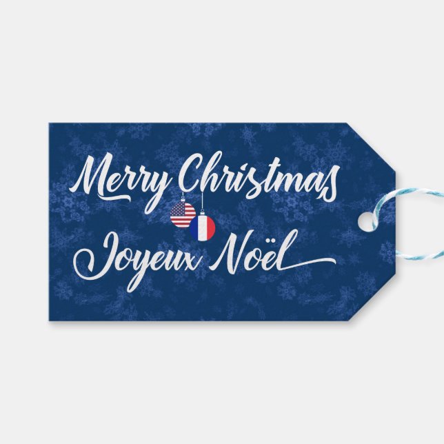 Bilingual French American Holiday Gift Tags (Front (Horizontal))