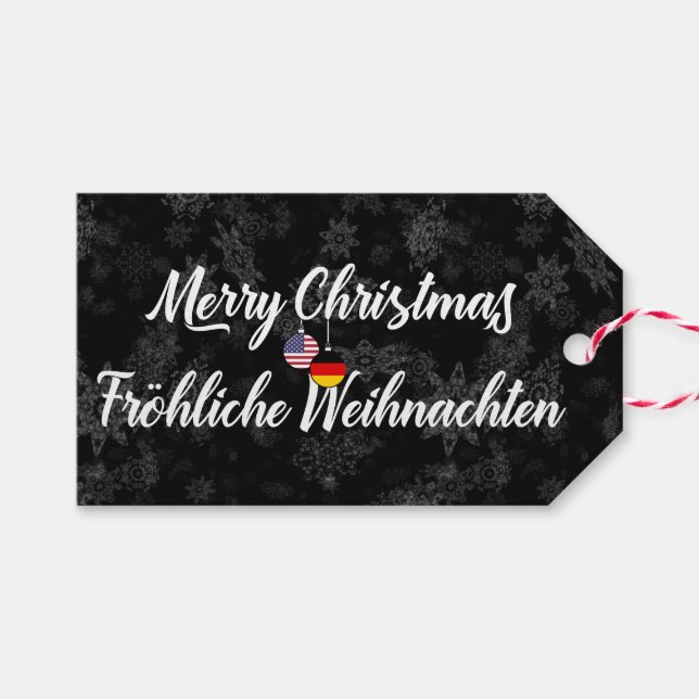 Bilingual German American Holiday Gift Tags (Front (Horizontal))