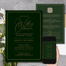 Bilingual | GREEN GOLD Wedding incl. RSVP DETAILS