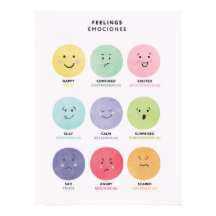 Bilingual in Spanish Feelings Poster for Kids