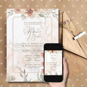 Bilingual Invitación de Boda Boho Pampa Grass Invitation