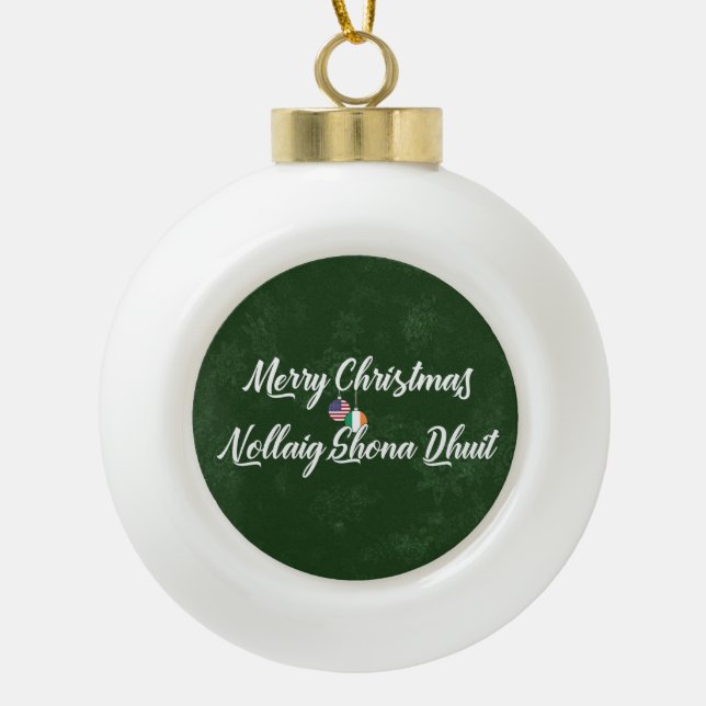 Bilingual Irish American Holiday Ornament (Front)