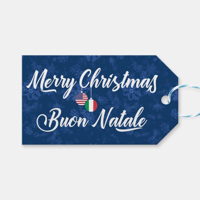 Bilingual Italian American Holiday Gift Tags (Front (Horizontal))