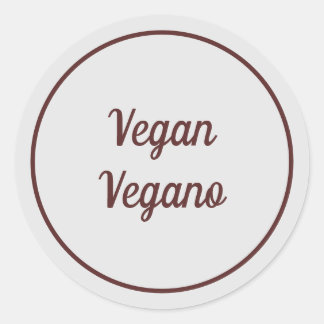 Bilingual Light Grey Vegan (Vegano) Simple Classic Round Sticker