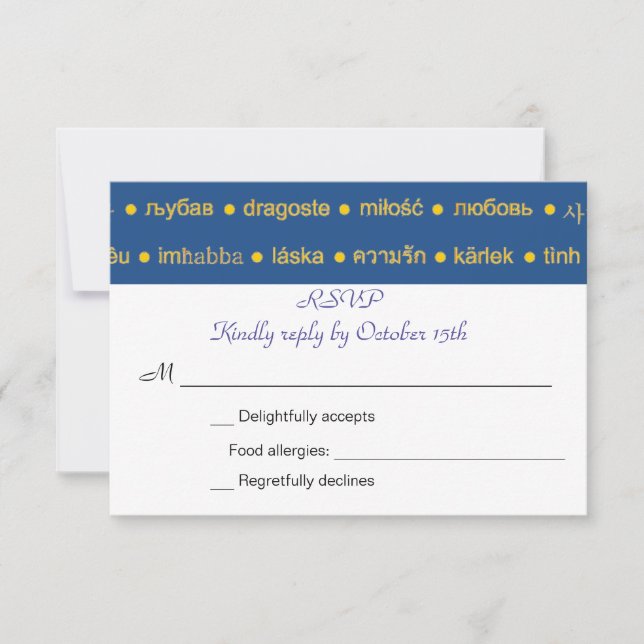 Bilingual Love Languages Wedding Invitation RSVP (Front)