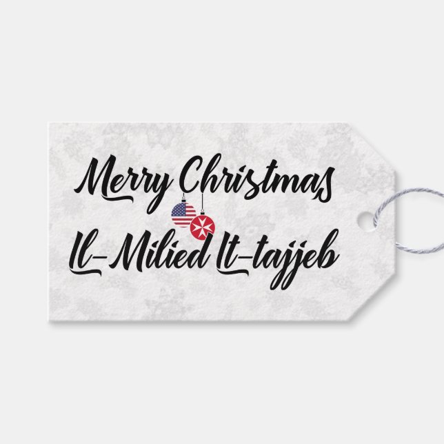 Bilingual Maltese American Holiday Gift Tags (Front (Horizontal))