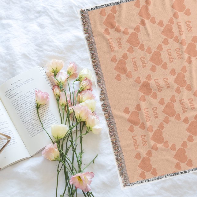 Bilingual Peach Fuzz Cute Linda Spanish Throw Blanket (Bilingual Peach Fuzz "Cute Linda" Spanish Throw Blanket. custom text. Multilingual Project)