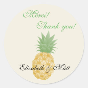 Bilingual Pineapple Wedding Thank You Sticker