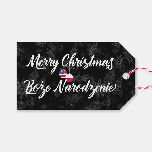 Bilingual Polish American Holiday Gift Tags (Front (Horizontal))