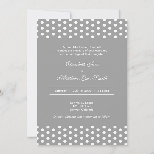 Bilingual Polka Dot Wedding Invitation 2-Sided (Front)