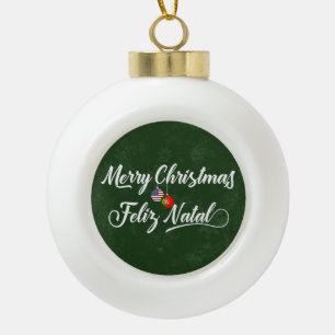Bilingual Portuguese American Holiday Ornament