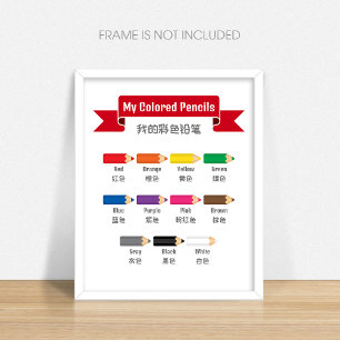 Bilingual Preschool Colours Educational Poster