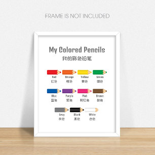 Bilingual Preschool Colours Educational Poster