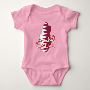 Bilingual Qataِِr Arabic & English Word Art - قطر Baby Bodysuit