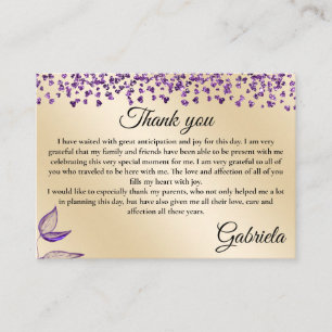 Bilingual Quinceañera Thank You - Gracias Favour Enclosure Card