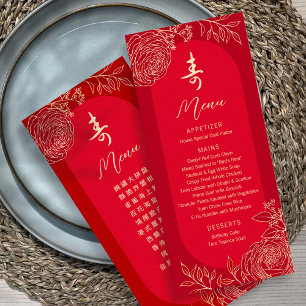 Bilingual Ranunculus Chinese "Longevity" Birthday Menu