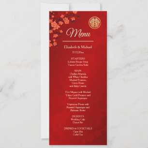 BILINGUAL Red Cherry Blossom Chinese Wedding Invitation
