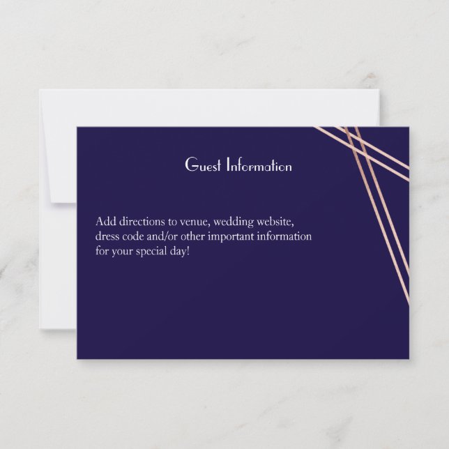 Bilingual Rose Gold Stripe Wedding Guestcard Invitation (Front)