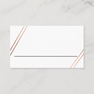 Bilingual Rose Gold Stripes Wedding Place Card