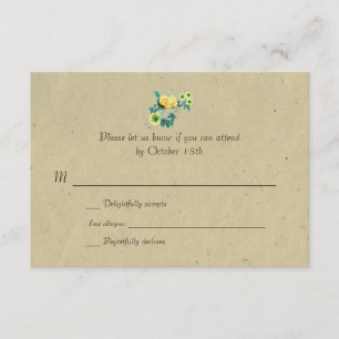 Bilingual Rustic Flower Garland Wedding RSVP Card