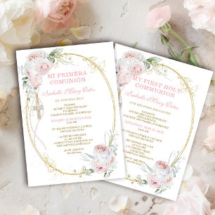 Bilingual Spanish English Girl First Communion Invitation