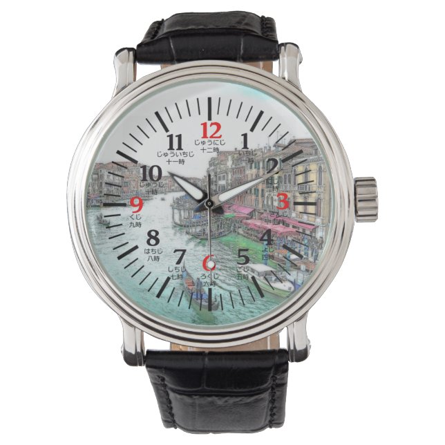 Bilingual Venice Italy in English Japanese Numeral Watch (Front)