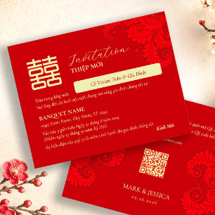 Bilingual Vietnamese English Red Wedding Thiep Moi