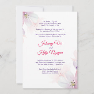 Bilingual Vietnamese Invitation Cherry Blossom