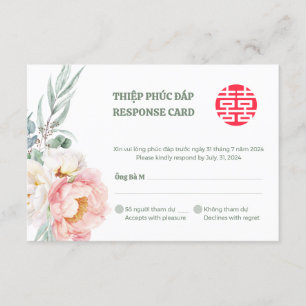 Bilingual Vietnamese Peony Song Hy Wedding RSVP
