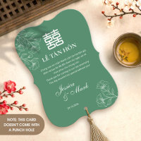 Bilingual Vietnamese Wedding Green Thank You Card