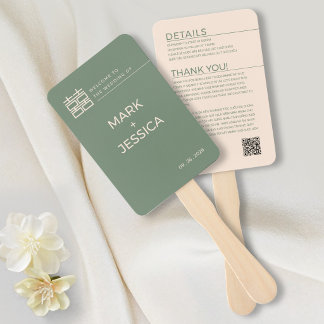 Bilingual Vietnamese Wedding Green Thank You Note Hand Fan