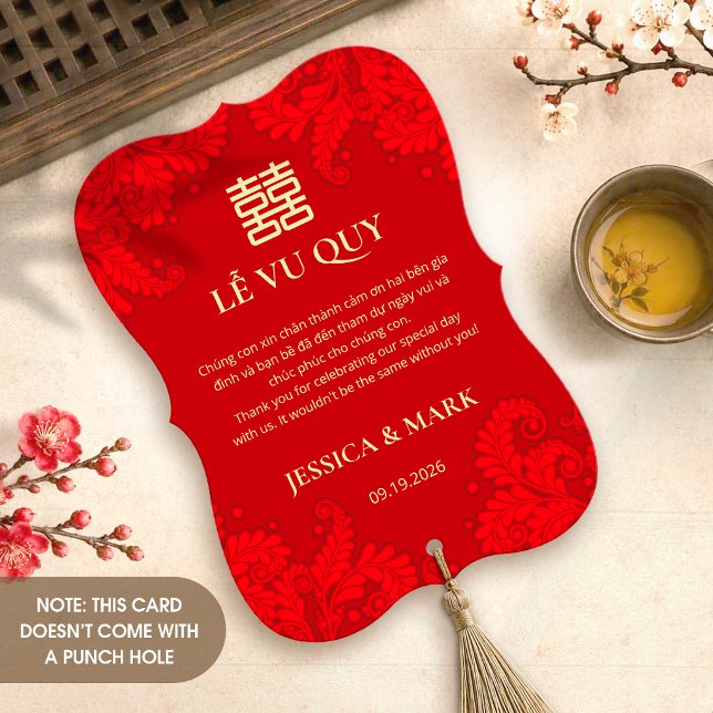 Bilingual Vietnamese Wedding Red Thank You Card (Creator Uploaded)