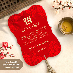 Bilingual Vietnamese Wedding Red Thank You Card