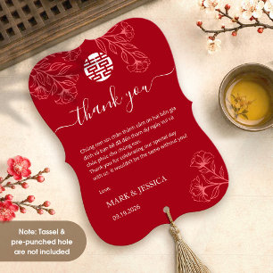 Bilingual Vietnamese Wedding Red Thank You Card