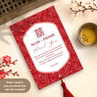 Bilingual Vietnamese Wedding Red Thank You Card