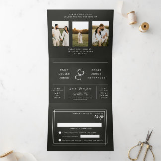 Bilingual Wedding Invitation - Chalkboard Photos