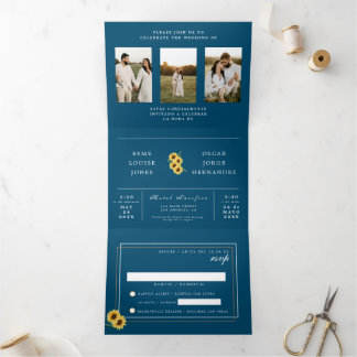 Bilingual Wedding Invitation - Sunflower Photos