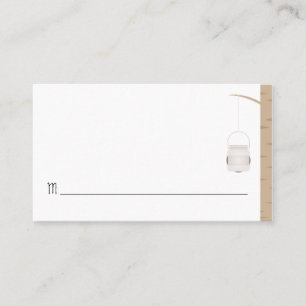 Bilingual Woodland Wedding Place Name Card