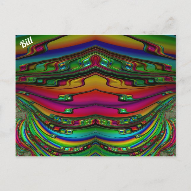 BILL~ 3D Fractal Design Pattern ~ Multicolour  Postcard (Front)