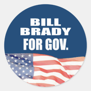 BILL BRADY FOR GOVERNOR CLASSIC ROUND STICKER