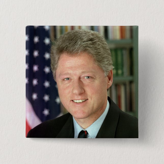 Bill Clinton 15 Cm Square Badge (Front)