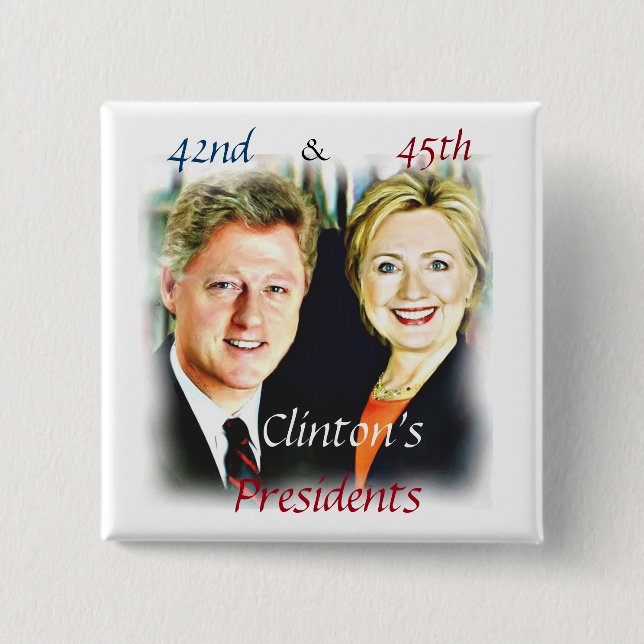 Bill Clinton & Hillary Clinton_ 15 Cm Square Badge (Front)
