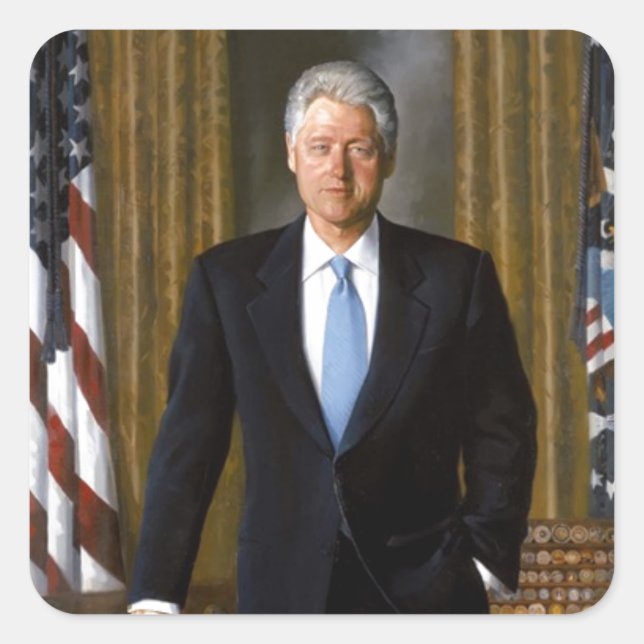 Bill Clinton Official White House Portrait Square Sticker (Front)