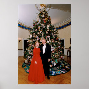 Bill Clinton US President White House Christmas Poster